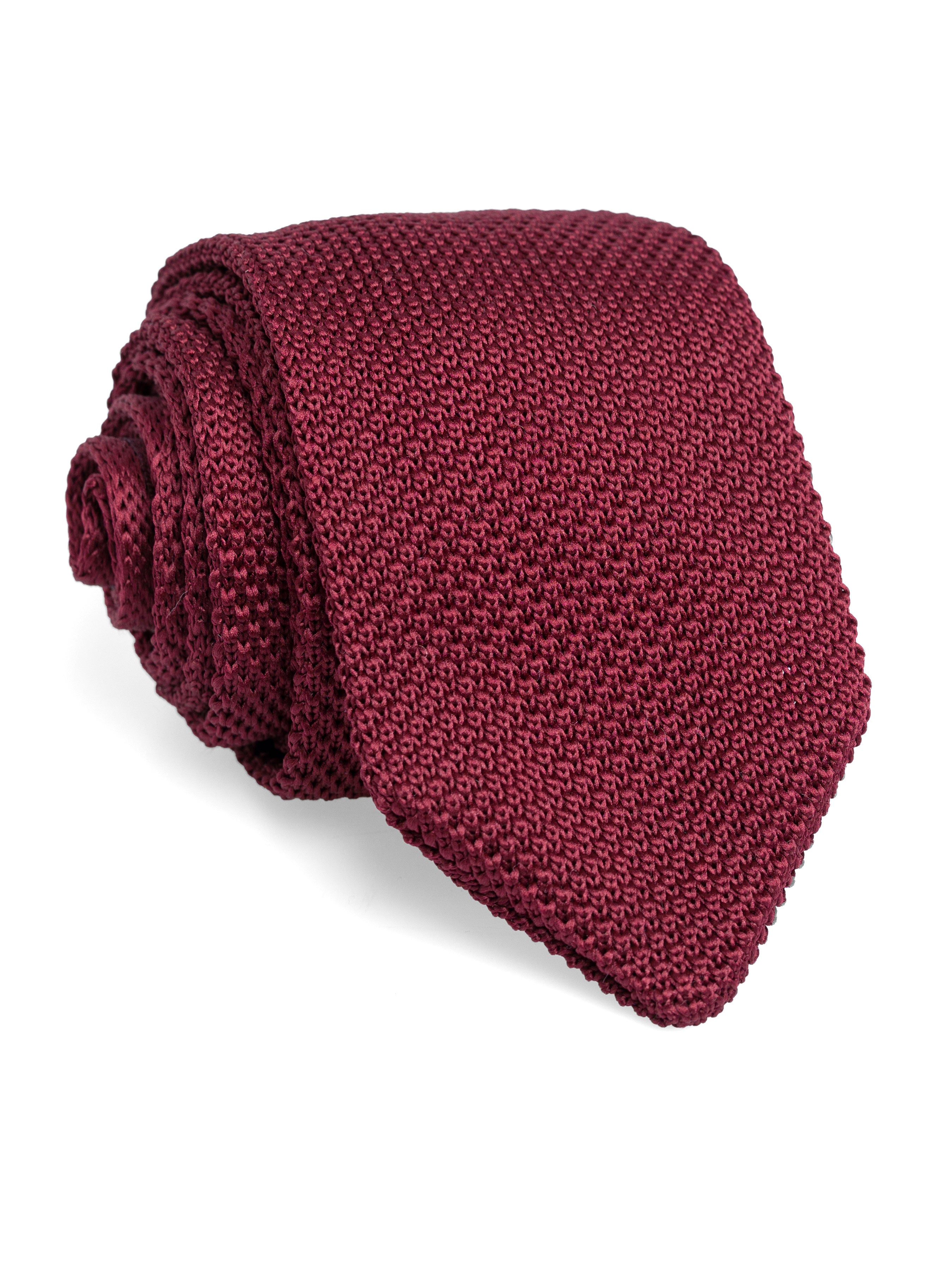 Knit Tie - Red Burgundy