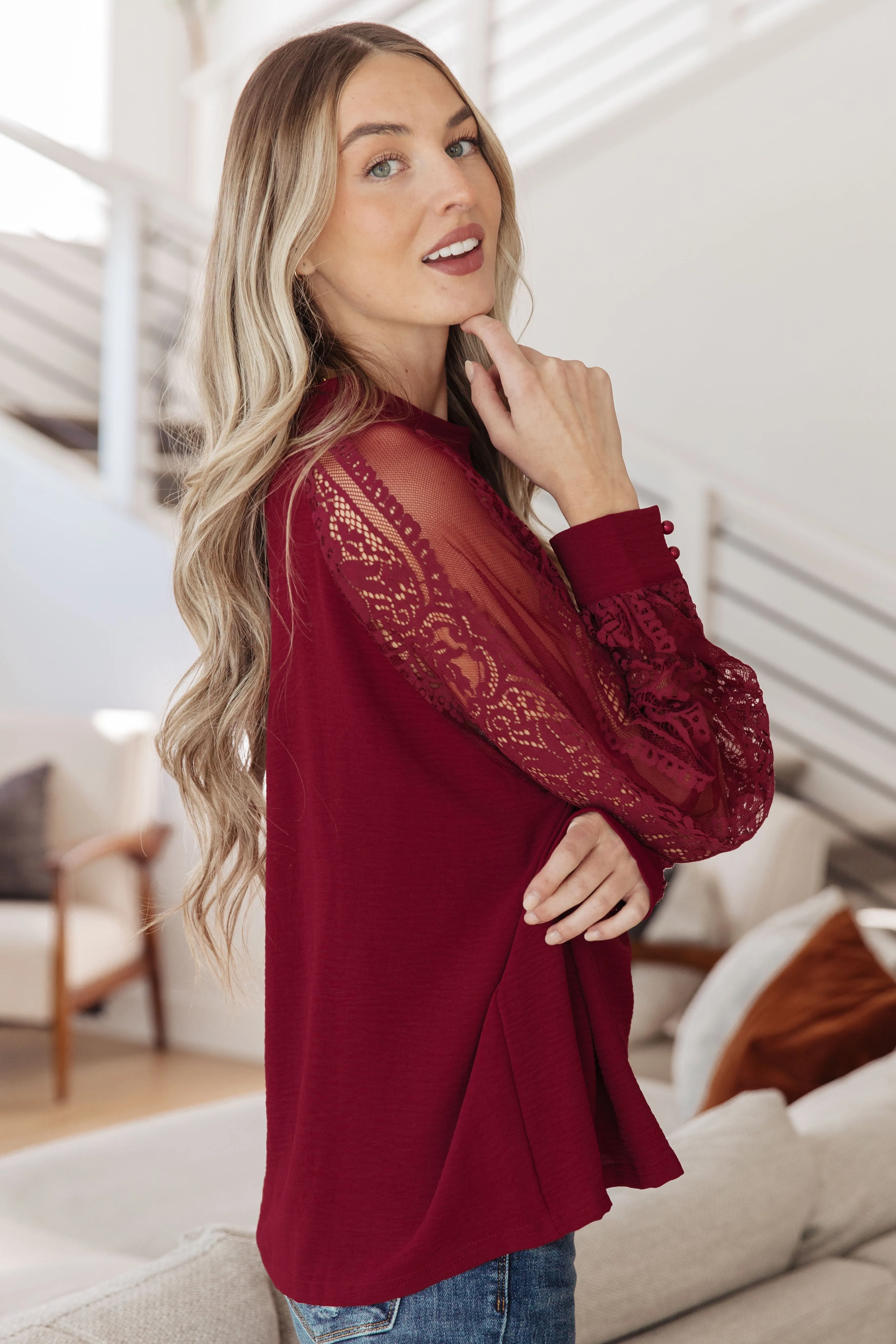 Lace  Sleeves Blouse