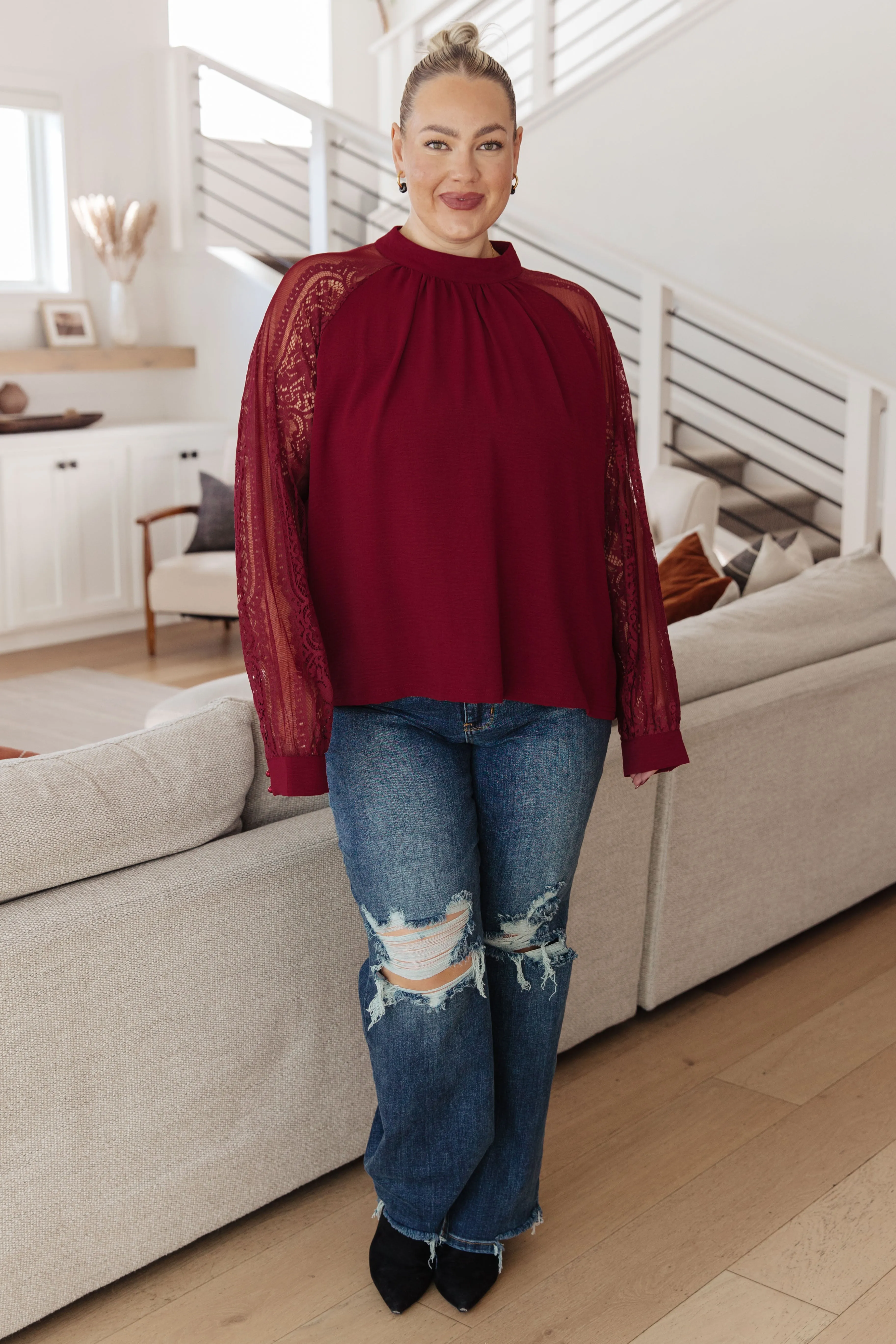 Lace  Sleeves Blouse