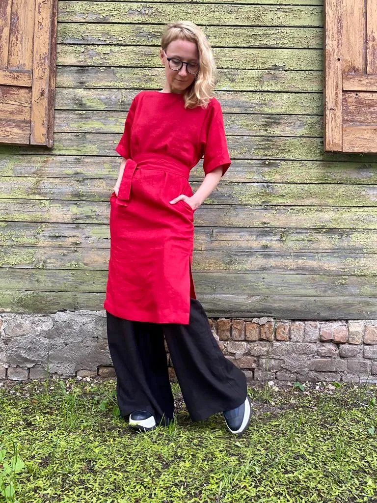 Linen Dress with Sleeves