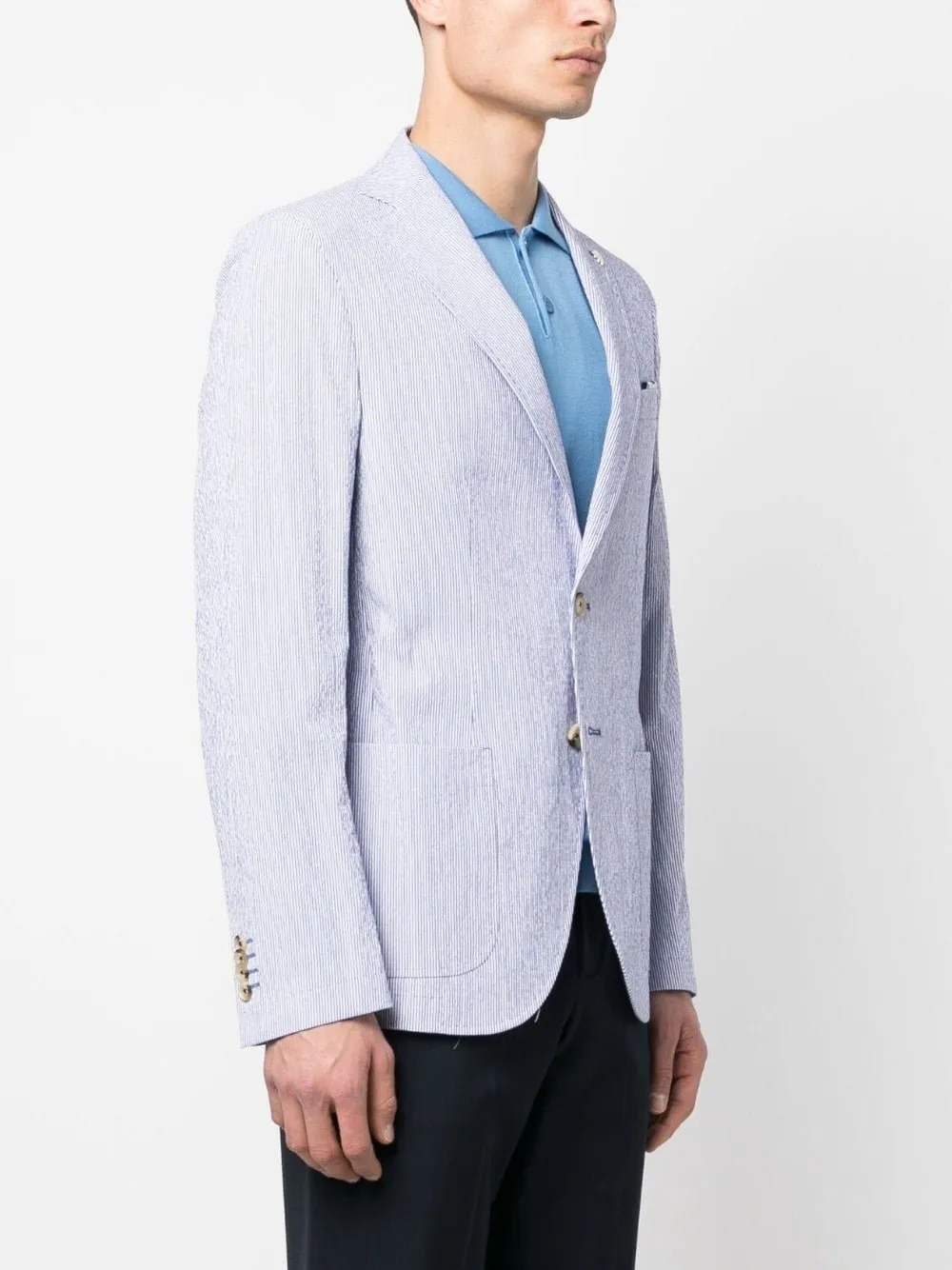 Manuel Ritz Blazer bleu boutonné à rayures