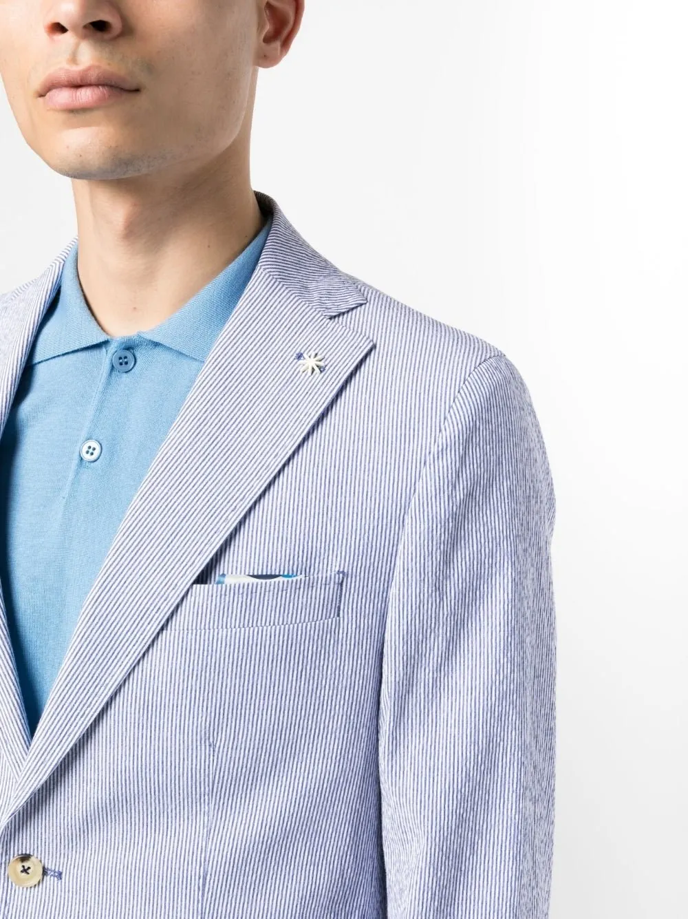 Manuel Ritz Blazer bleu boutonné à rayures