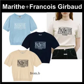 Marithe + Francois Girbaud  |Crew Neck Casual Style Nylon Rib Street Style Plain