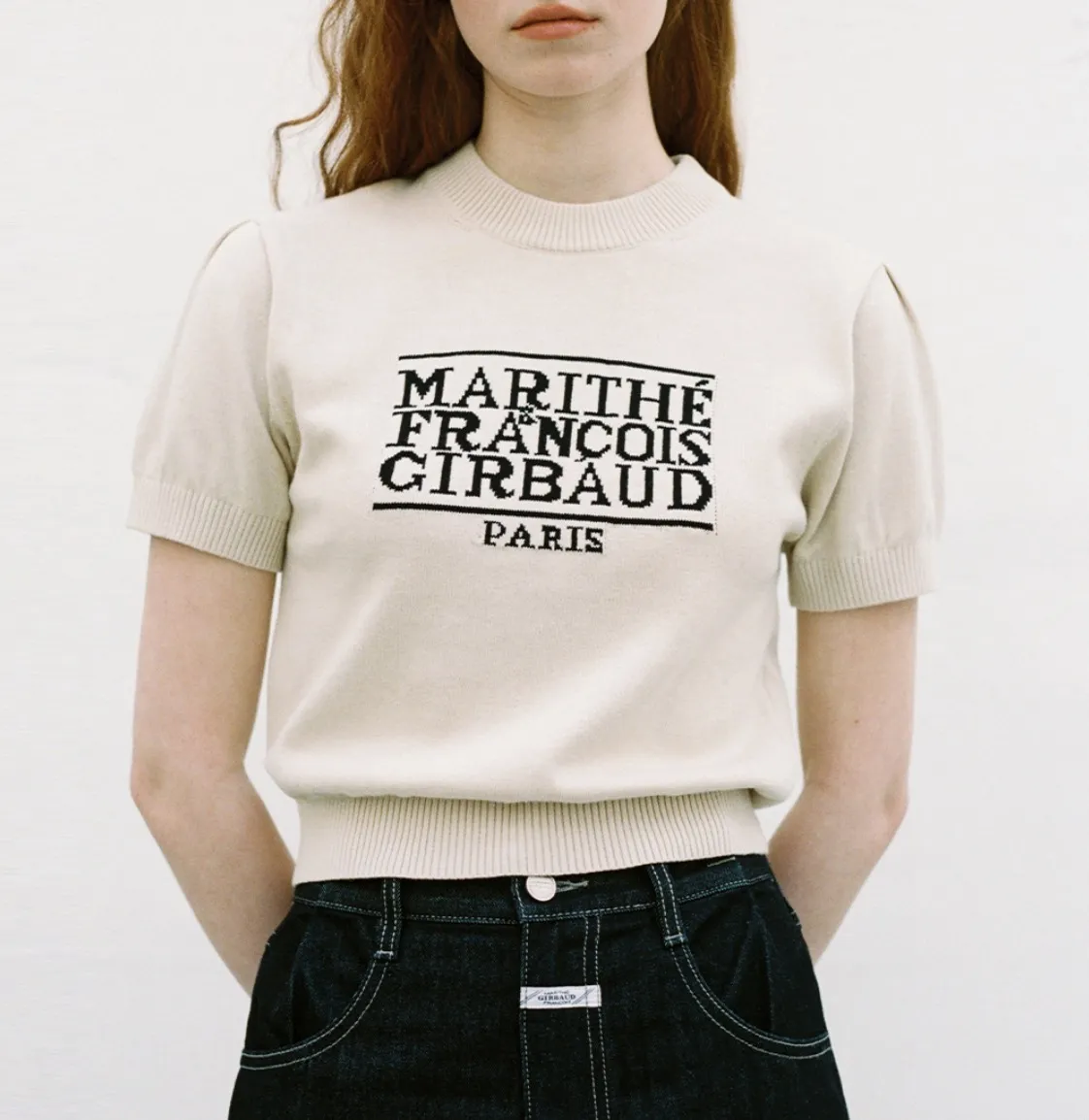 Marithe + Francois Girbaud  |Crew Neck Casual Style Nylon Rib Street Style Plain