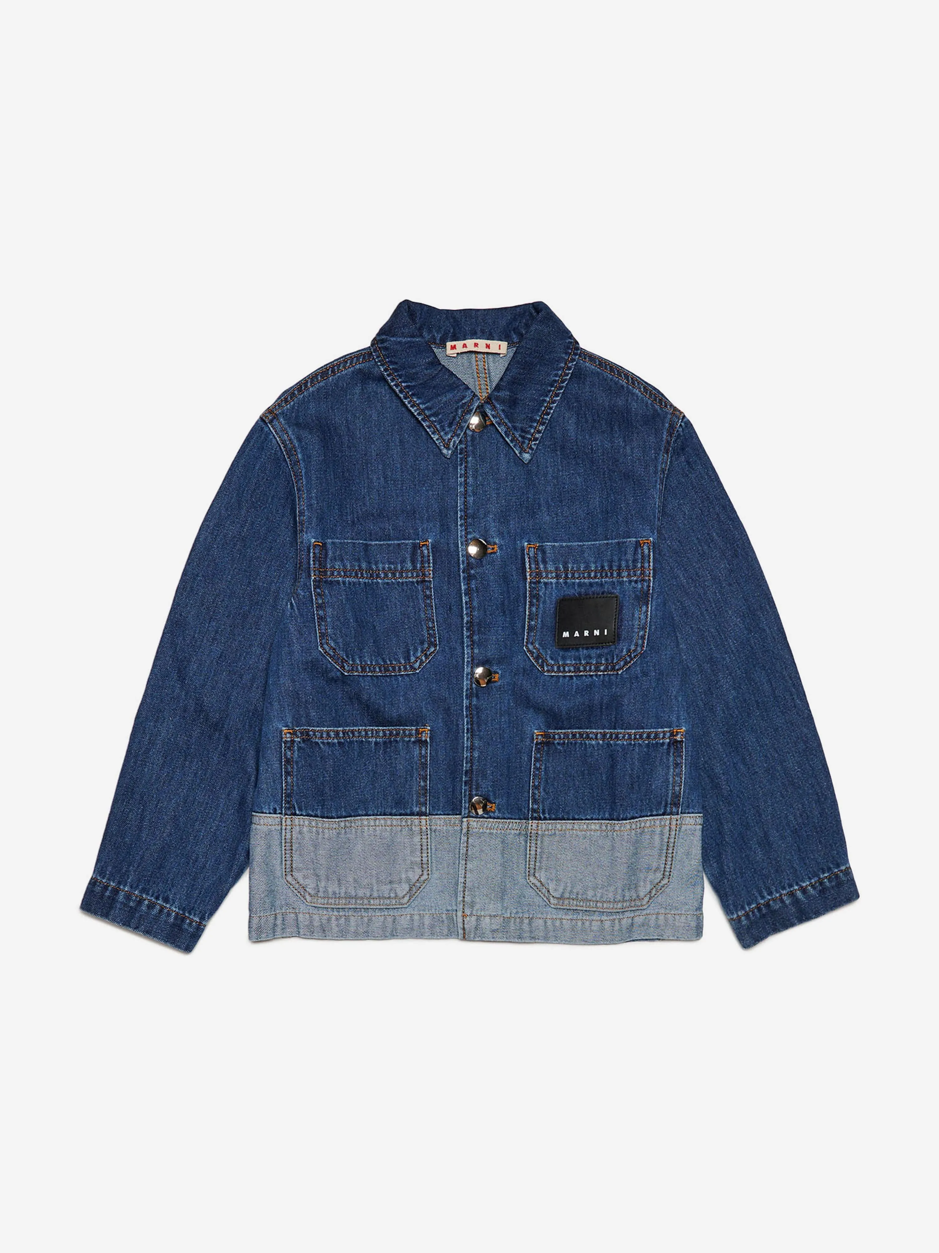 MARNI Kids Two-Tone Denim Jacket in Blue