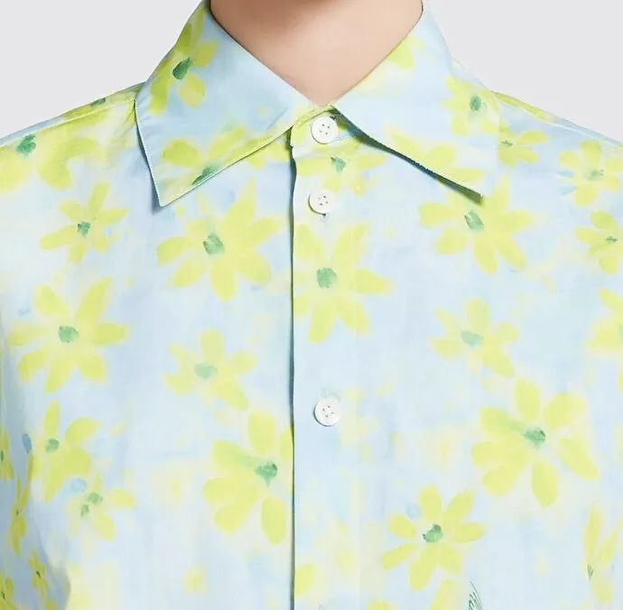 MARNI  |Light green poplin cocoon shirt with Parade print