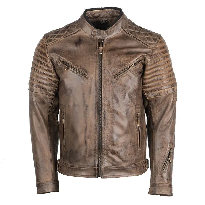 Men's Brown Quilted Leather Biker Jacket