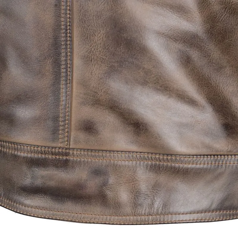 Men's Brown Quilted Leather Biker Jacket