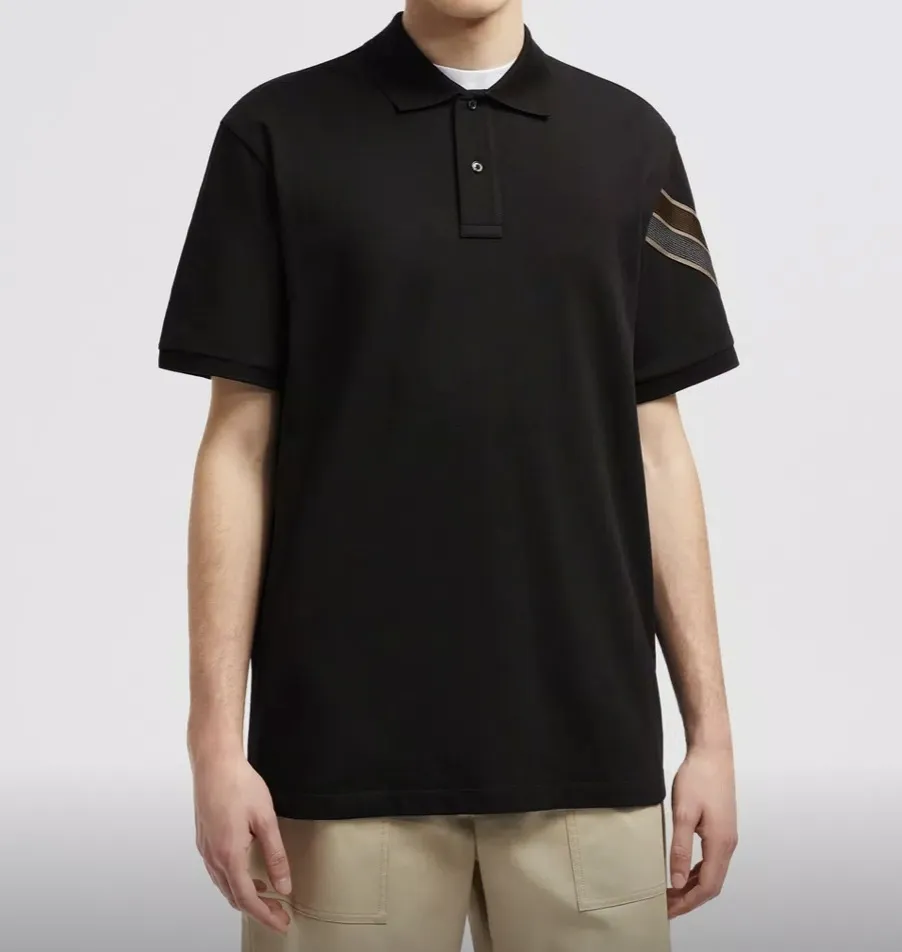 MONCLER  |Plain Cotton Short Sleeves Logos on the Sleeves Logo Polos