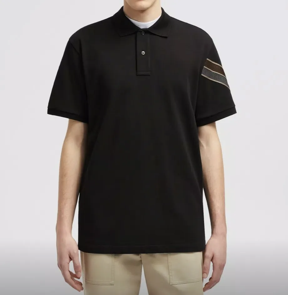 MONCLER  |Plain Cotton Short Sleeves Logos on the Sleeves Logo Polos