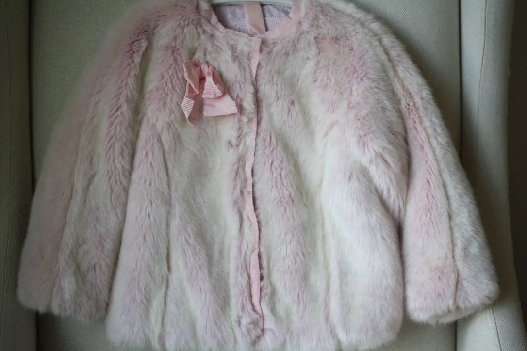 MONNALISA BABY FAUX FUR PINK JACKET COAT 24 MONTHS