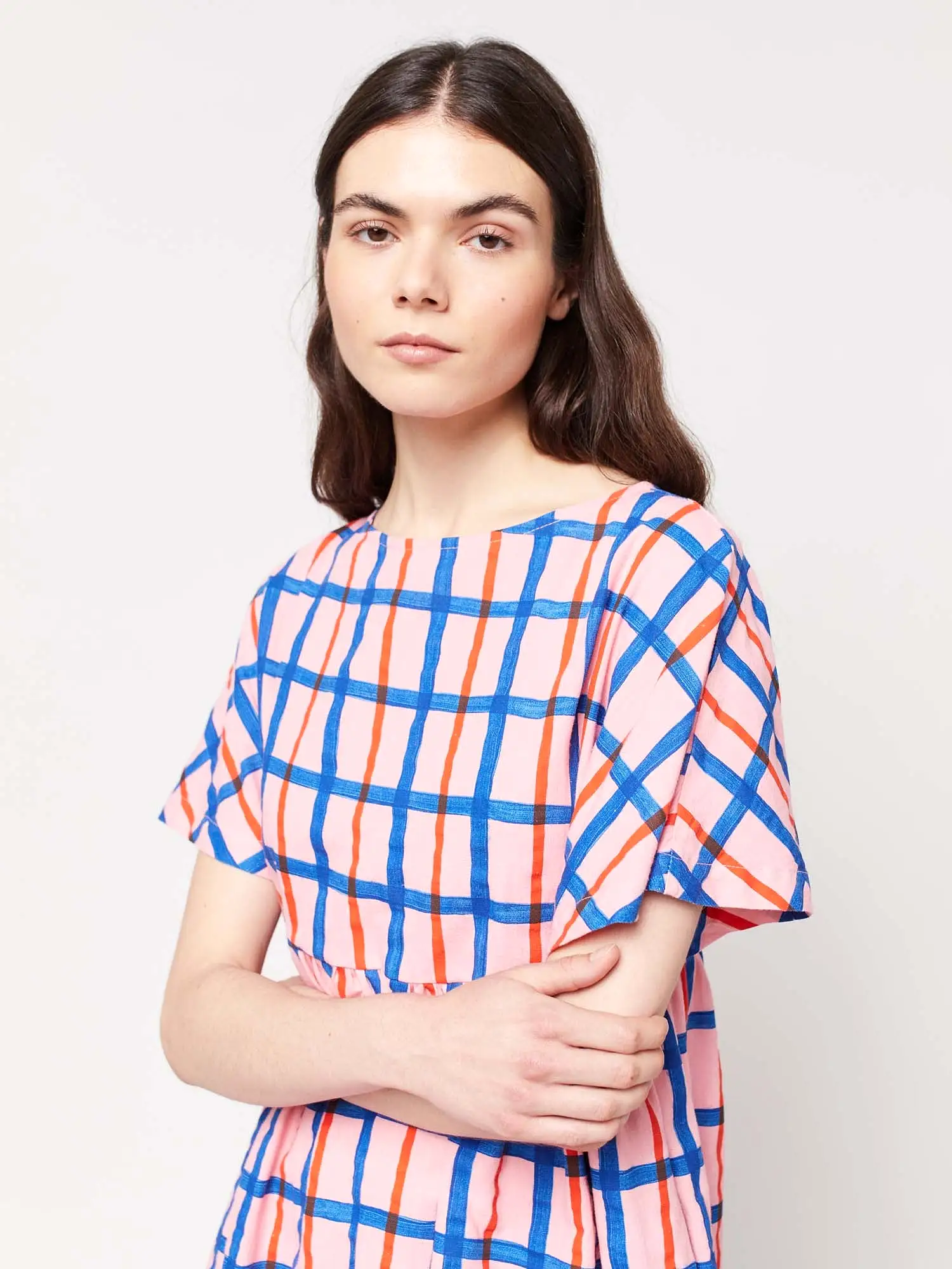 Multicoloured Checked Print Dress