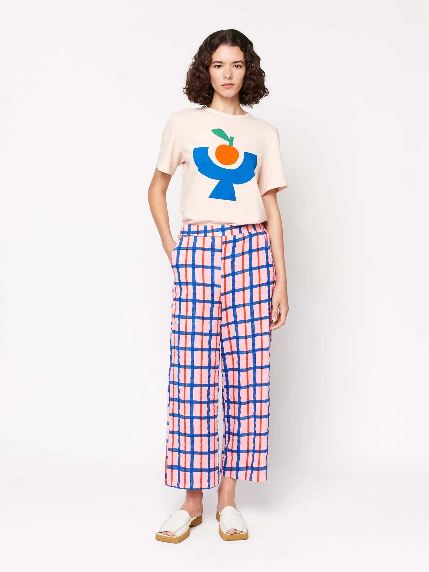 Multicoloured Checked Print Straight Pant