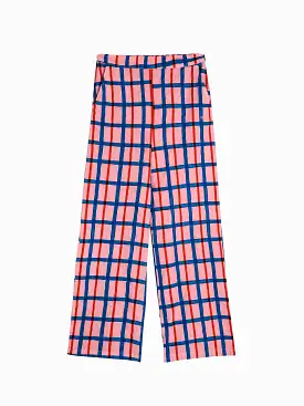 Multicoloured Checked Print Straight Pant