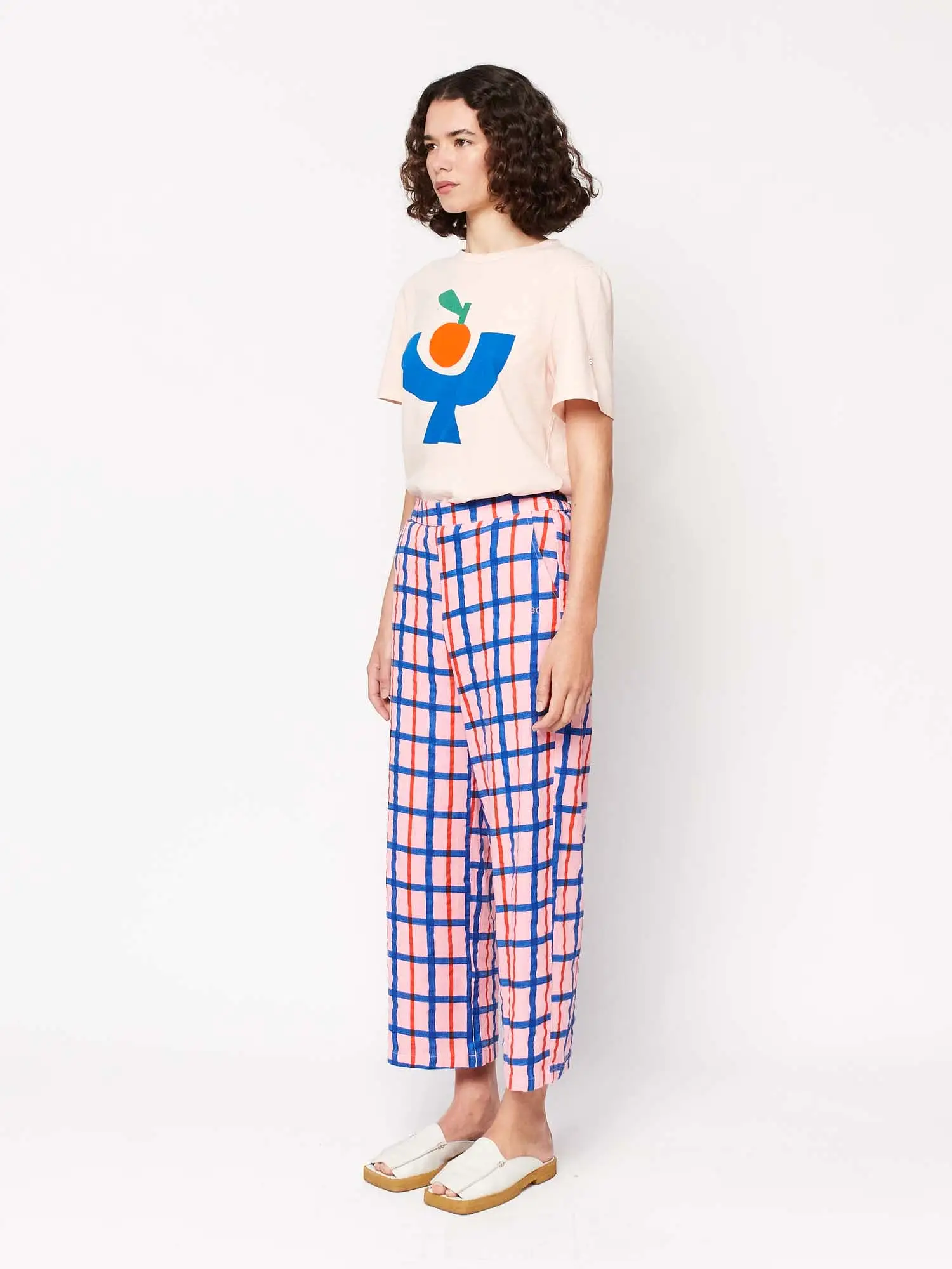 Multicoloured Checked Print Straight Pant