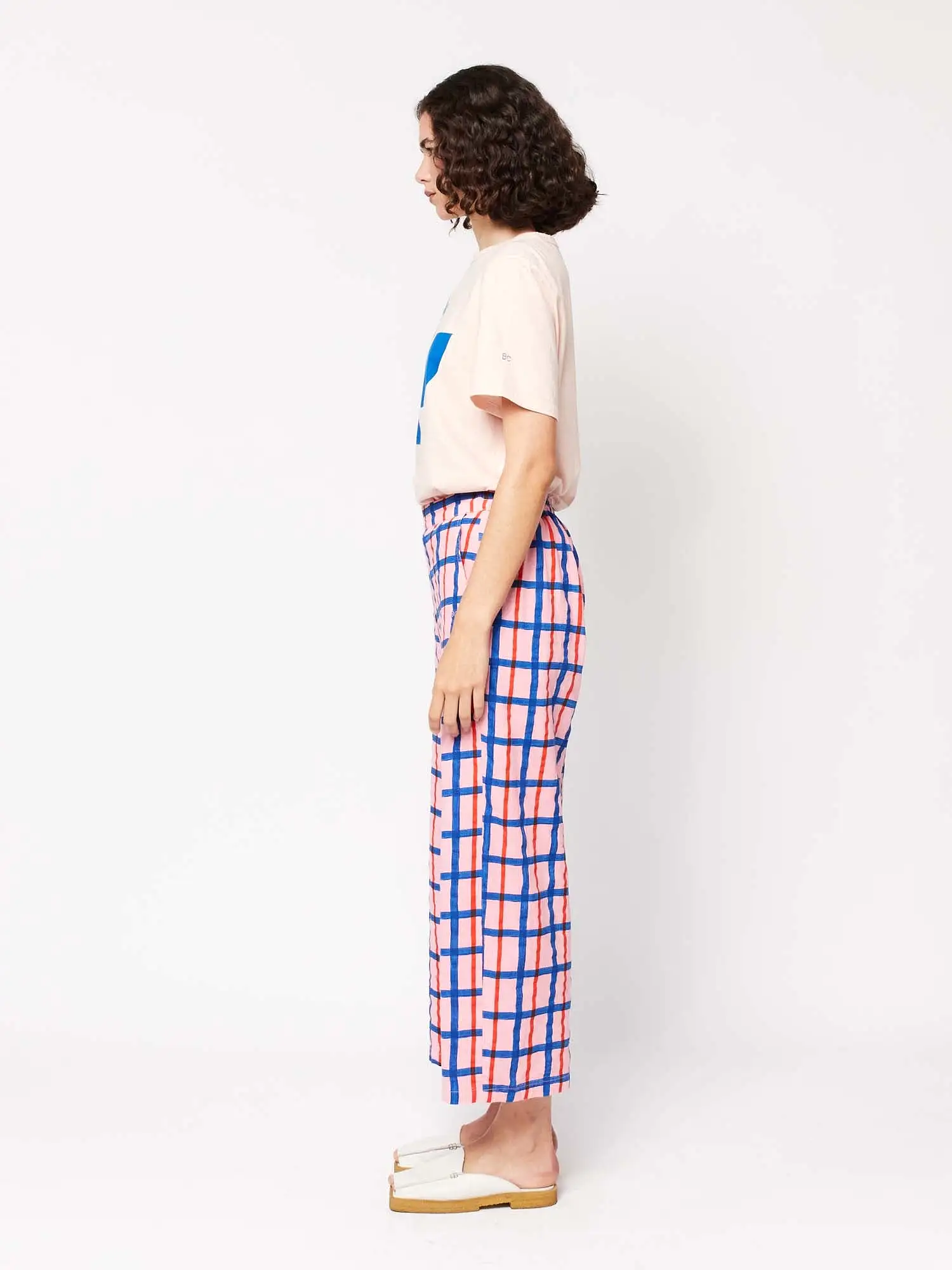 Multicoloured Checked Print Straight Pant