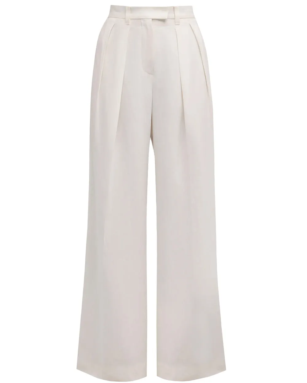 Natural Linen Pleated Wide Leg Trouser