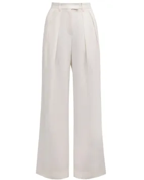 Natural Linen Pleated Wide Leg Trouser