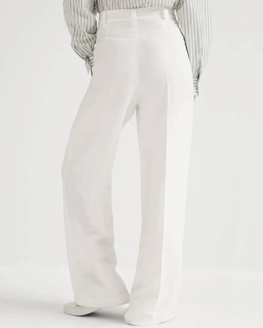 Natural Linen Pleated Wide Leg Trouser