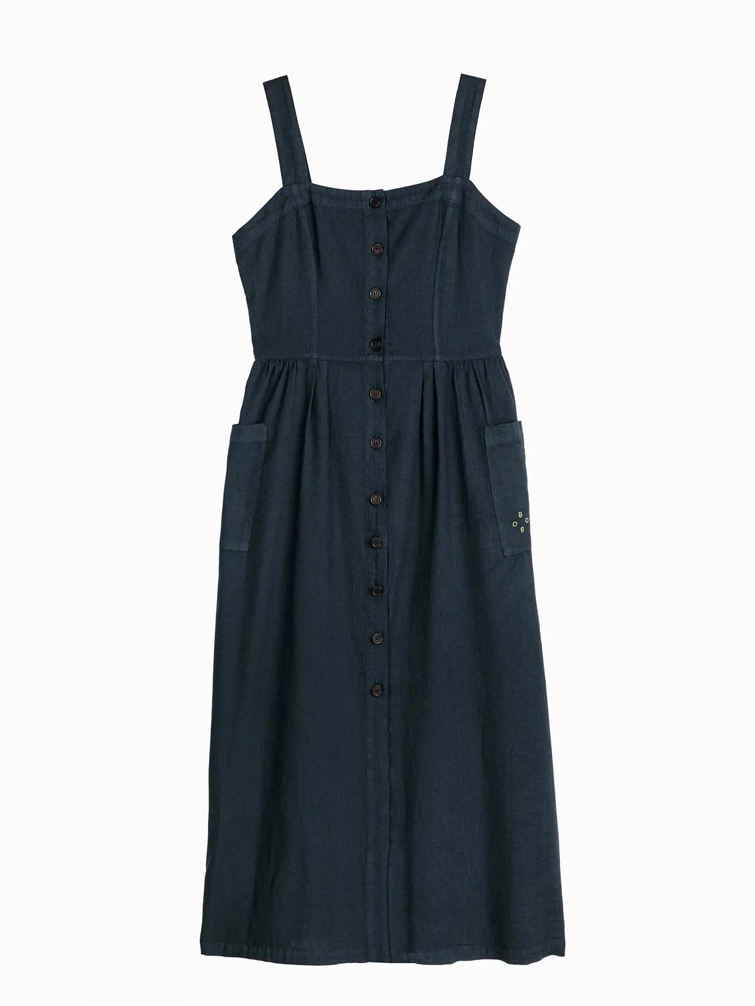 Navy Buttoned Strap Dress