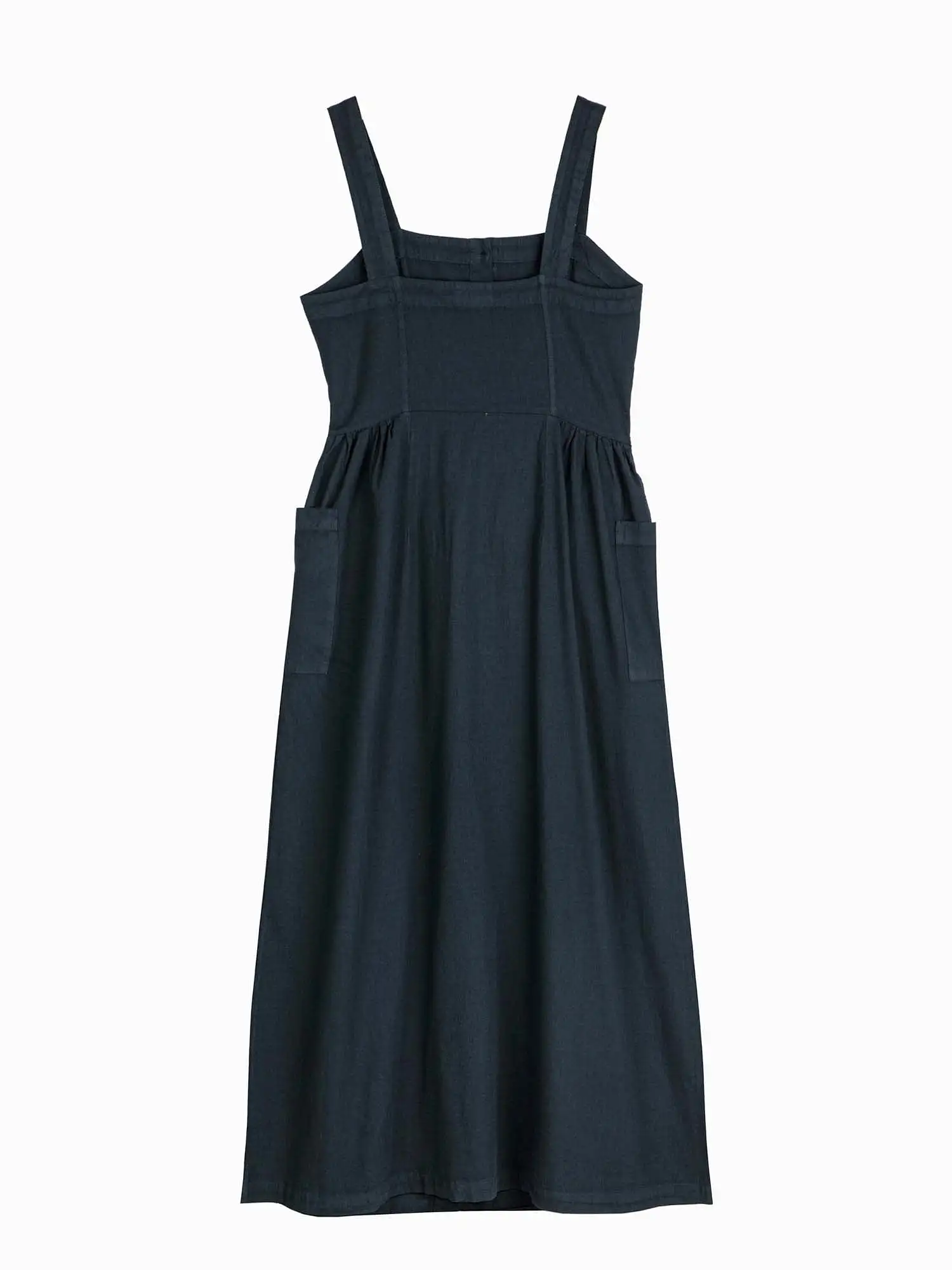 Navy Buttoned Strap Dress