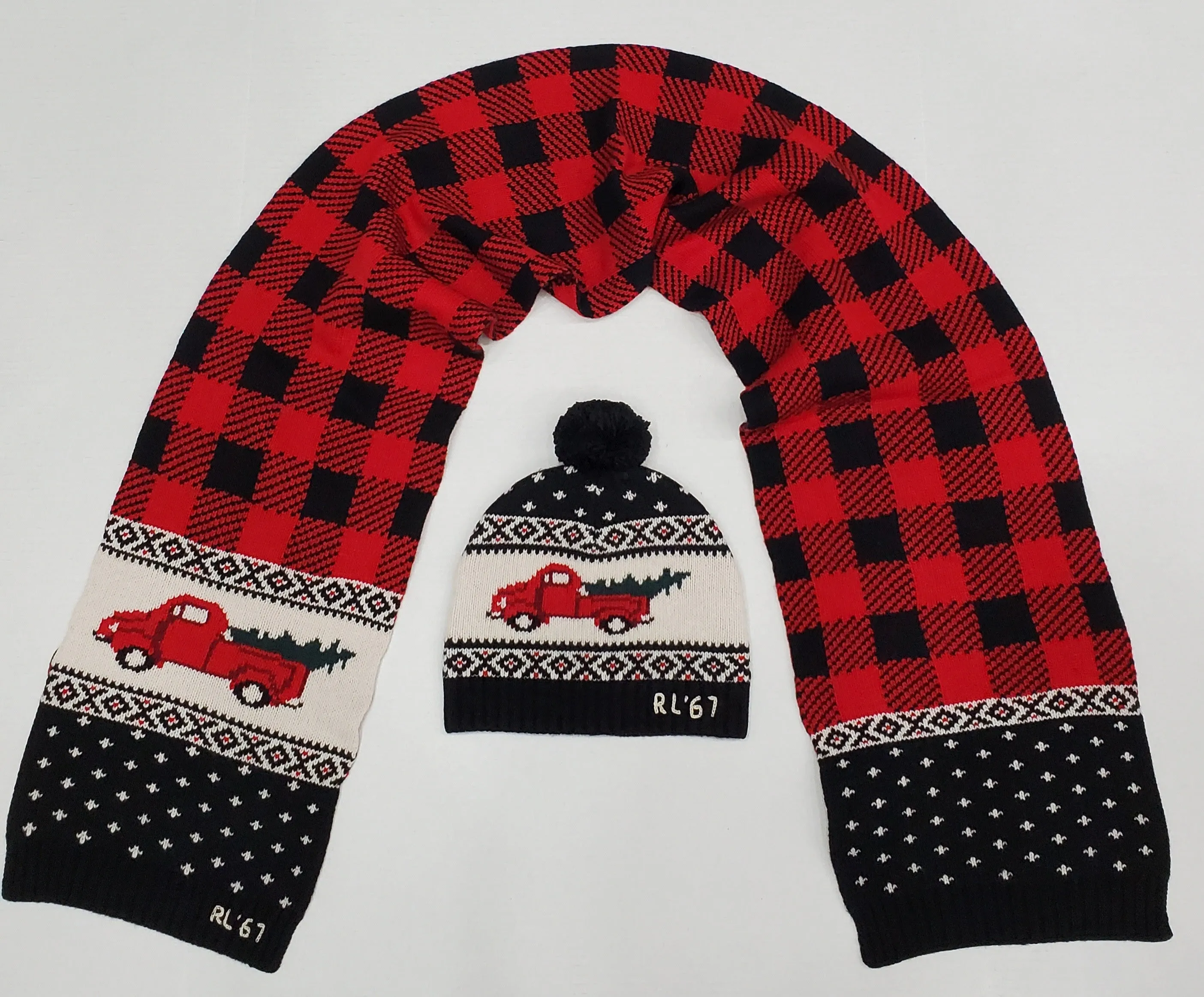 Nwt Polo Ralph Lauren Holiday 92 Pick Up Truck RL67  Scarf