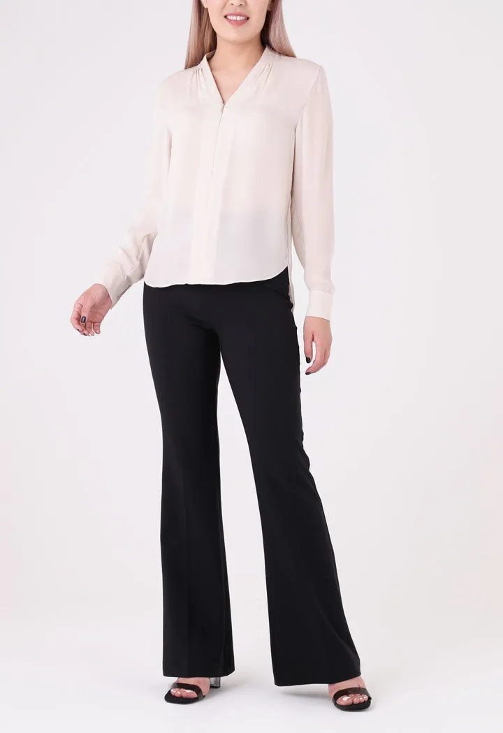 Off White V-Neck Viscose Blouse