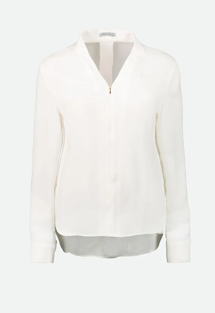 Off White V-Neck Viscose Blouse