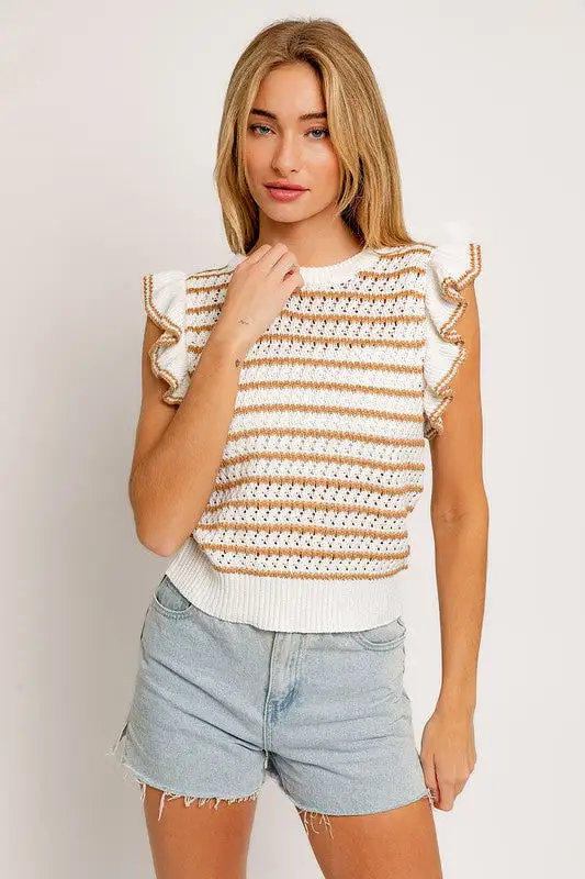 Oh So Classic Ruffle Stripe Knit Top