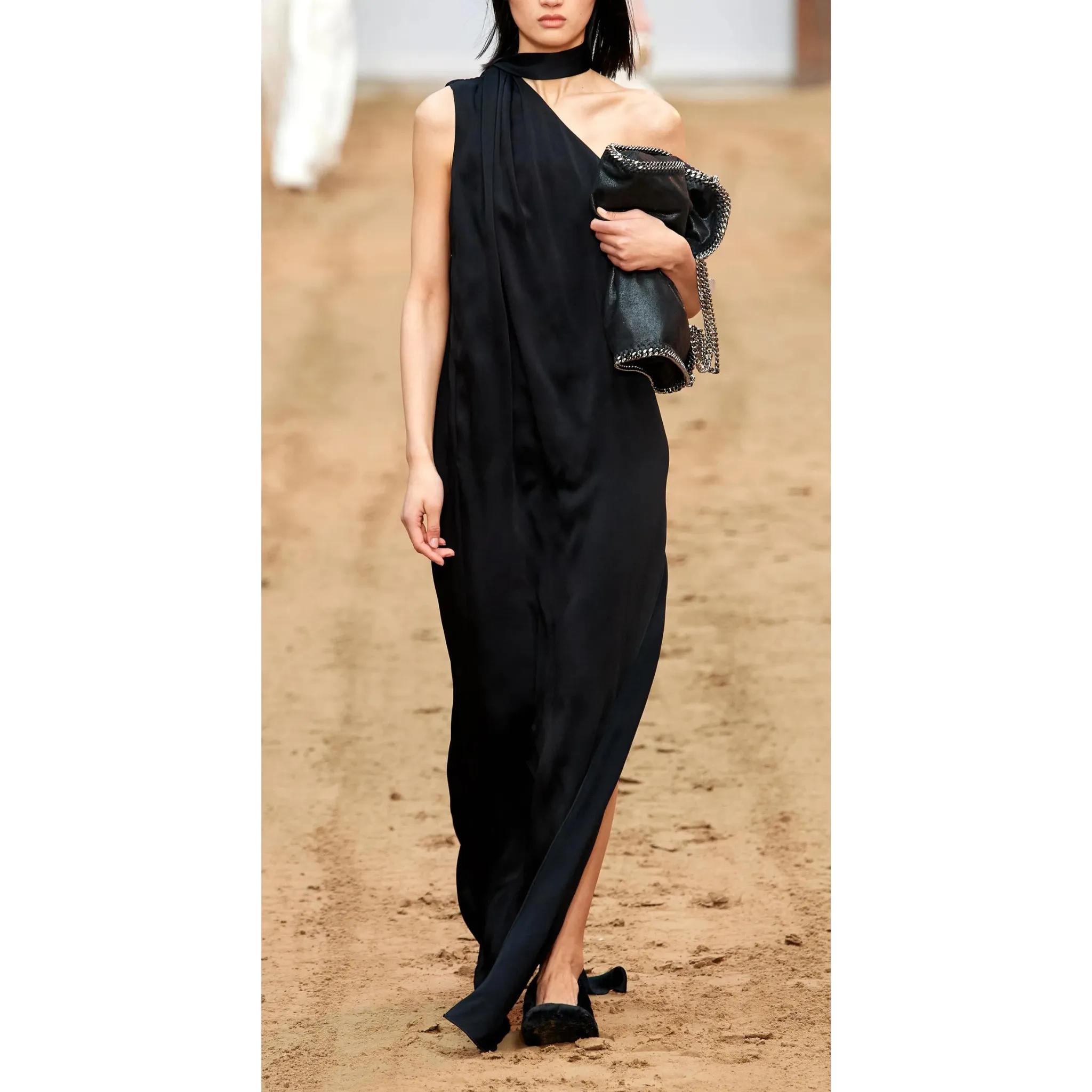 One-Shoulder Scarf Maxi Dress