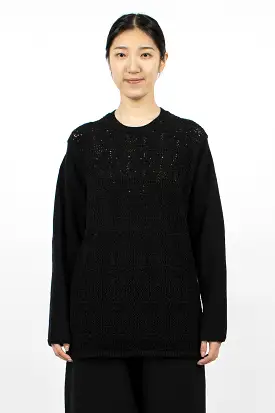 Oversized Flower Crochet Knit Black