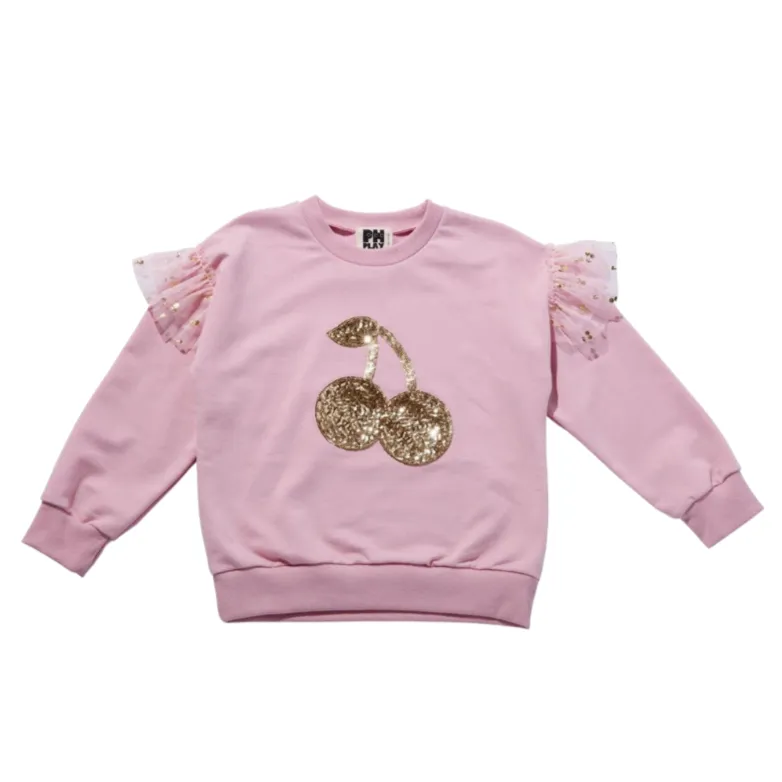 Petite Hailey Girl's Cherry Sweatshirts  - Pink