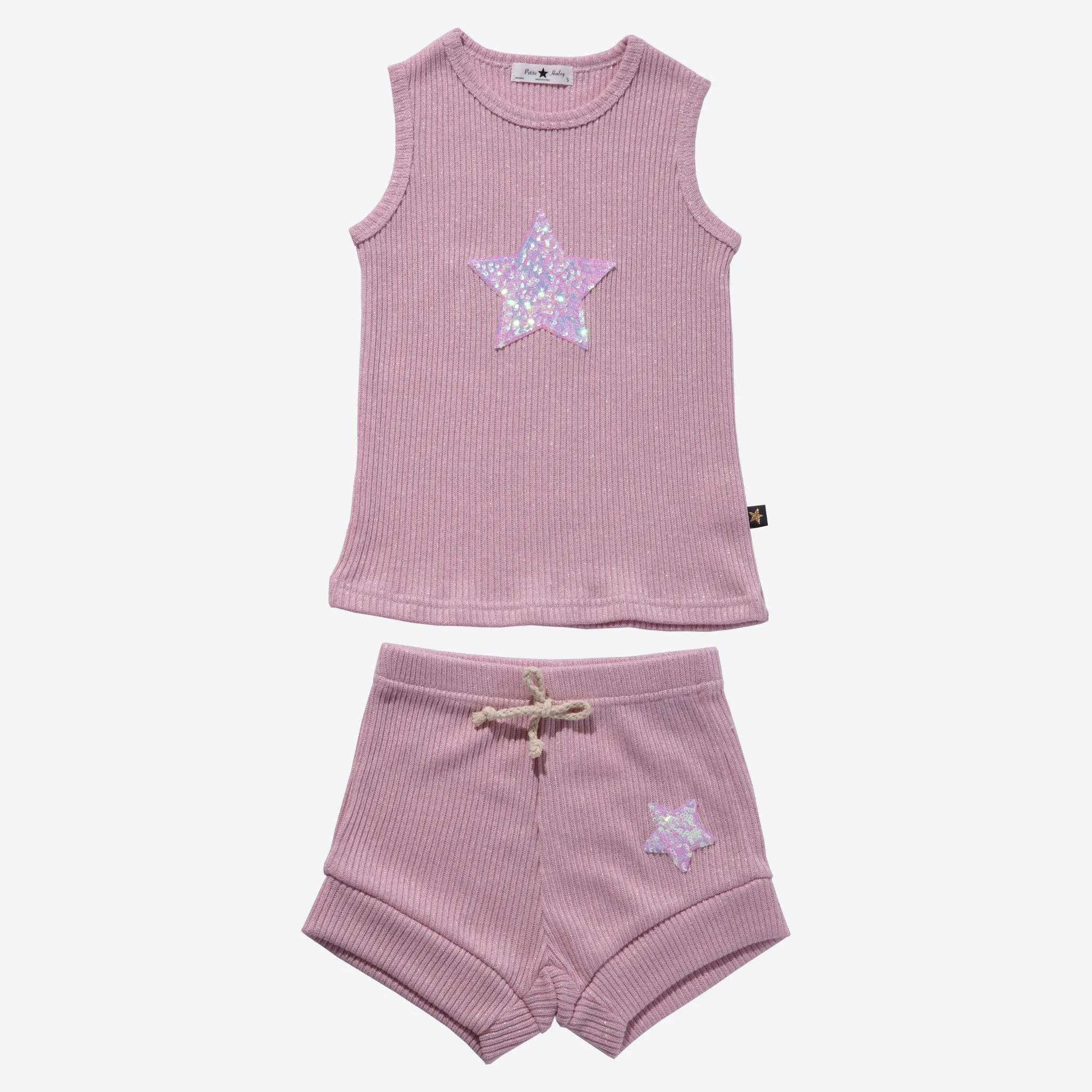 Petite Hailey Girl's Glitter Star Set  - PINK