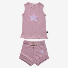 Petite Hailey Girl's Glitter Star Set  - PINK