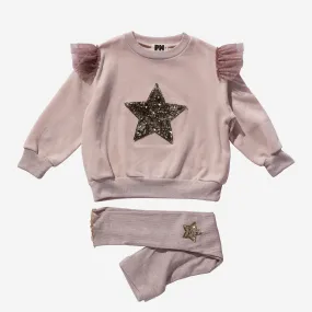 Petite Hailey Girl's STAR SWEATSHIRT SET - Peach