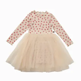 Petite Hailey Vintage Flower Dress in Ivory Cherries