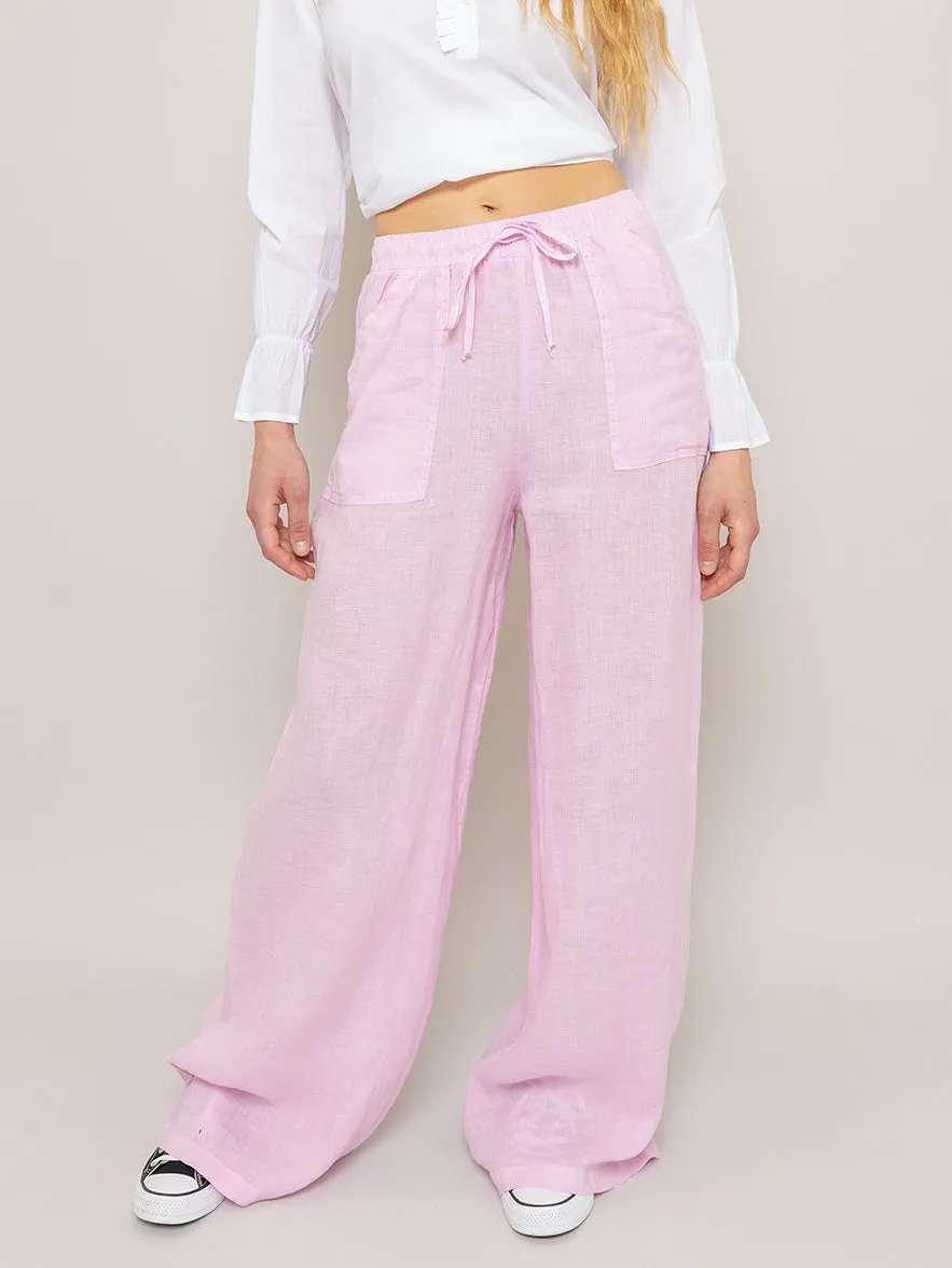 Pocket Linen Pant - Pink Mist