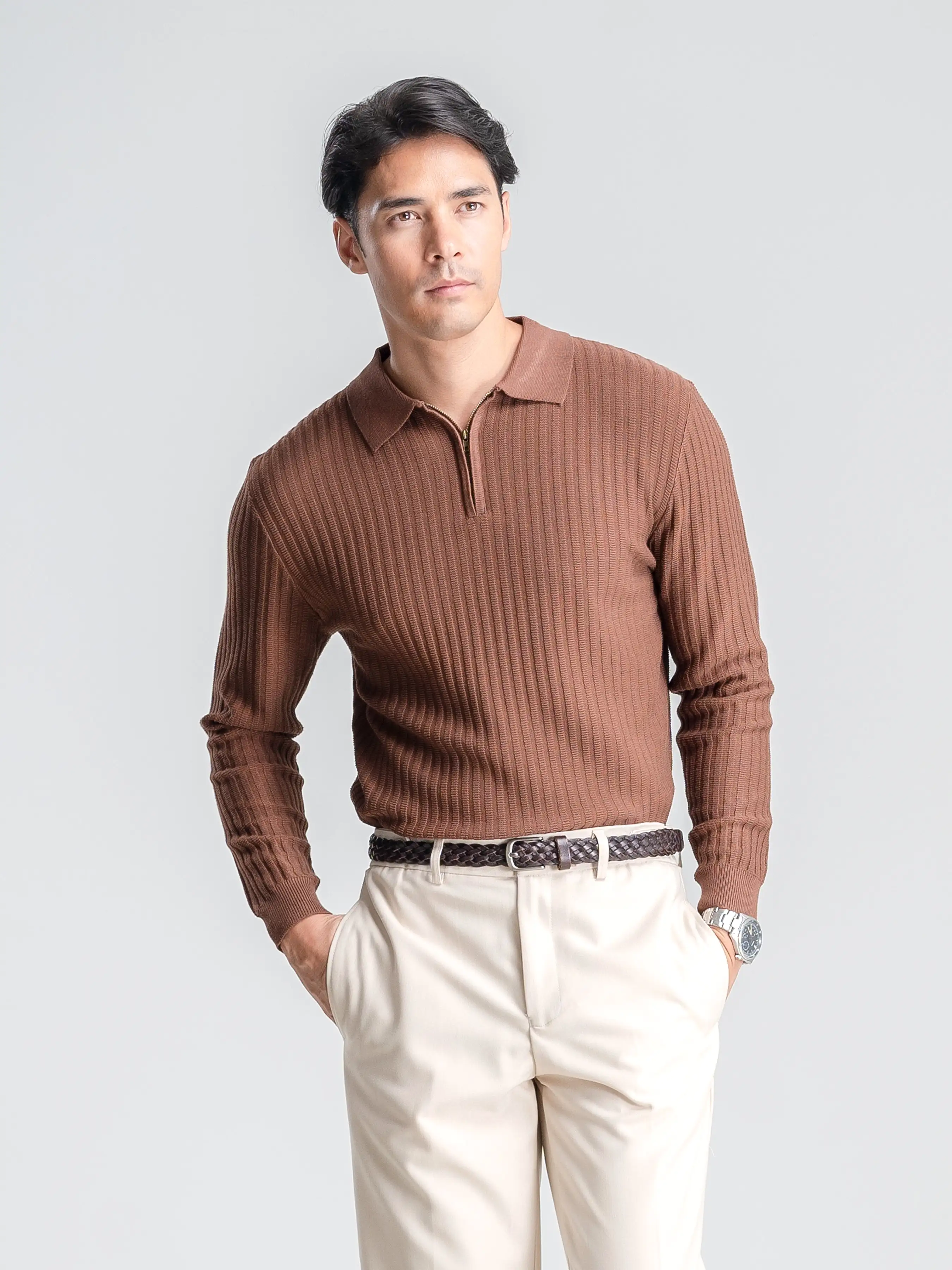 Raoul Knit - Latte Quarter-Zip