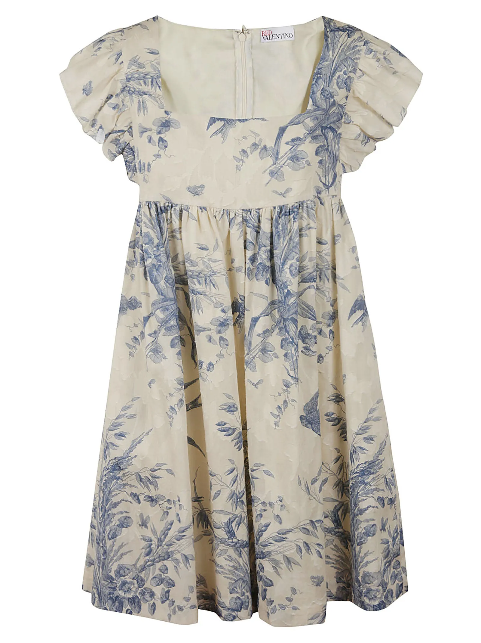 REDValentino Floral Printed Ruffled Sleeves Dress