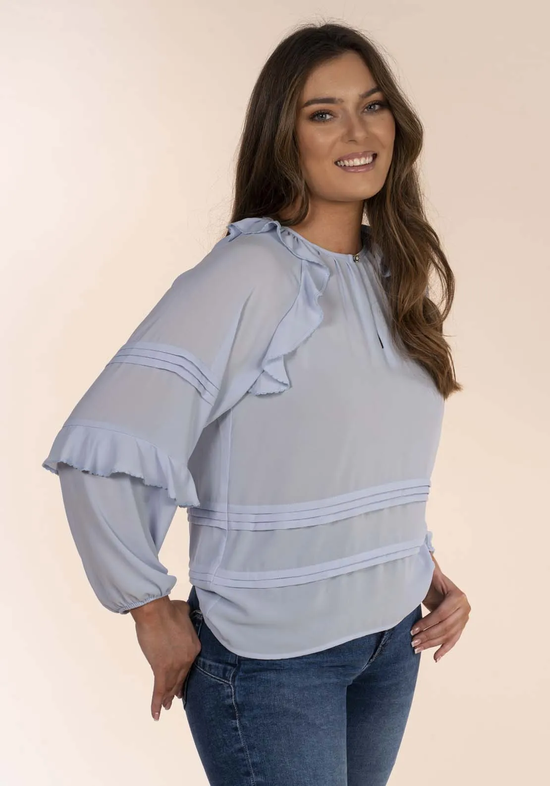 Romantic Ruffle Blouse - Blue