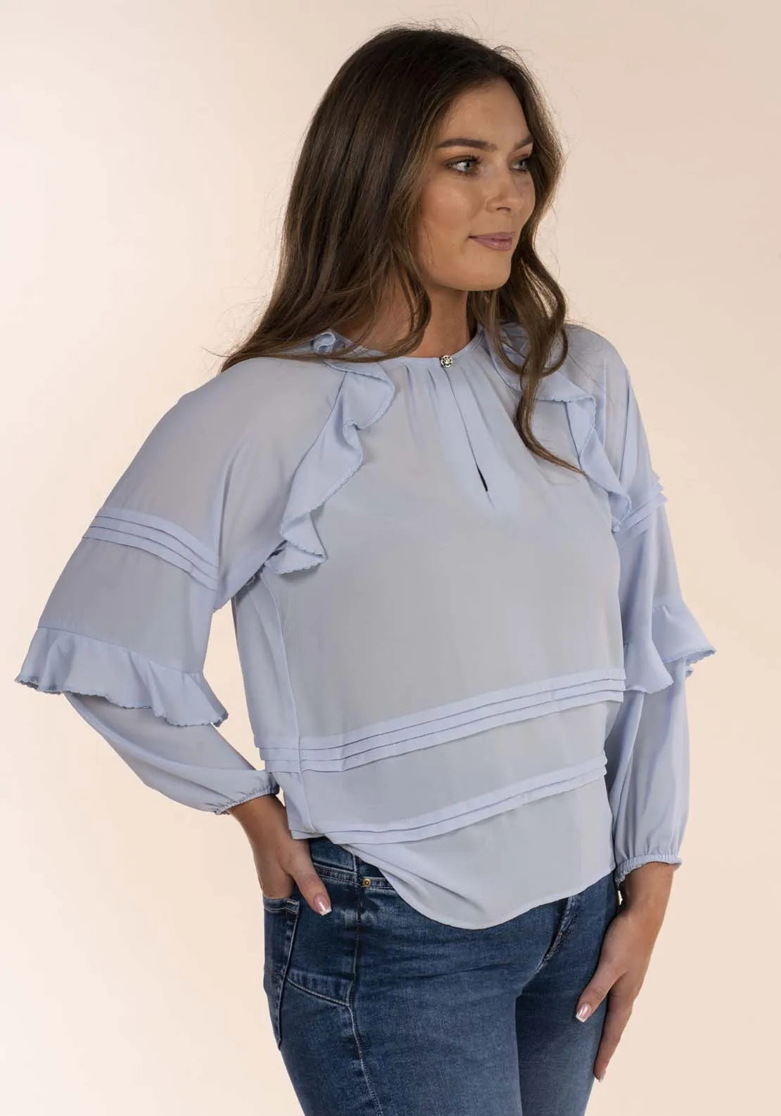 Romantic Ruffle Blouse - Blue