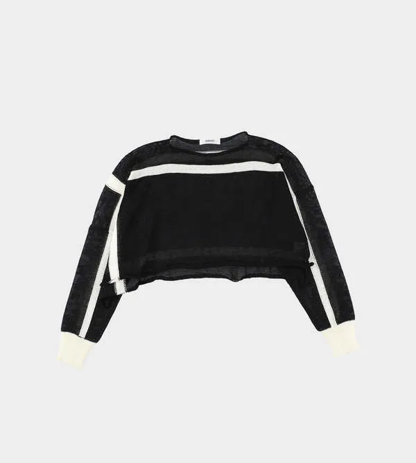 Short Knit Sweater - Black/White