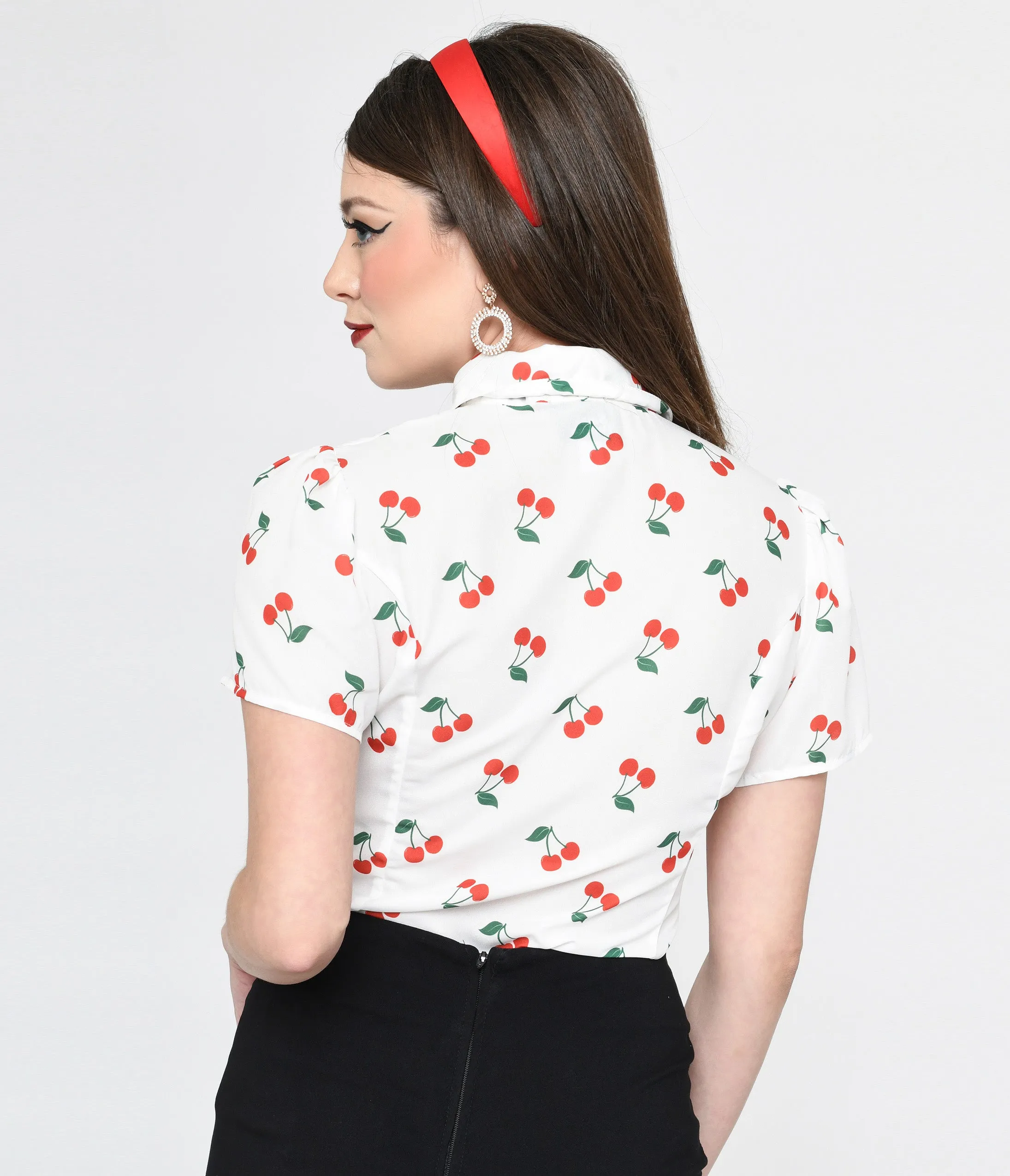 Smak Parlour White & Cherries Power Play Blouse