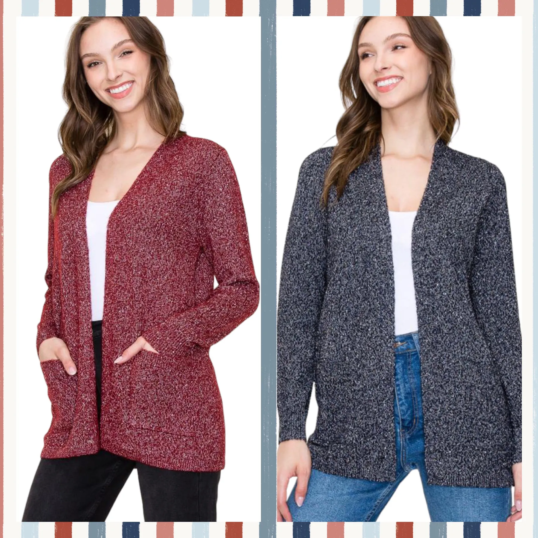 SPECKLED KNIT CARDIGAN SWEATER