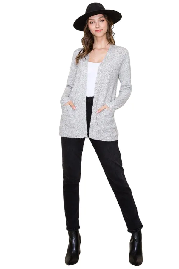 SPECKLED KNIT CARDIGAN SWEATER