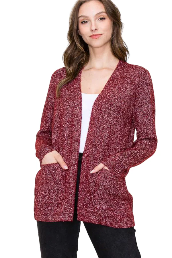 SPECKLED KNIT CARDIGAN SWEATER