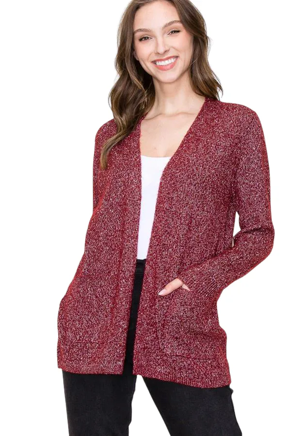 SPECKLED KNIT CARDIGAN SWEATER