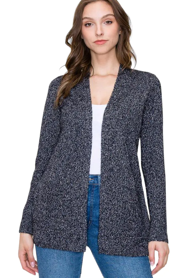 SPECKLED KNIT CARDIGAN SWEATER