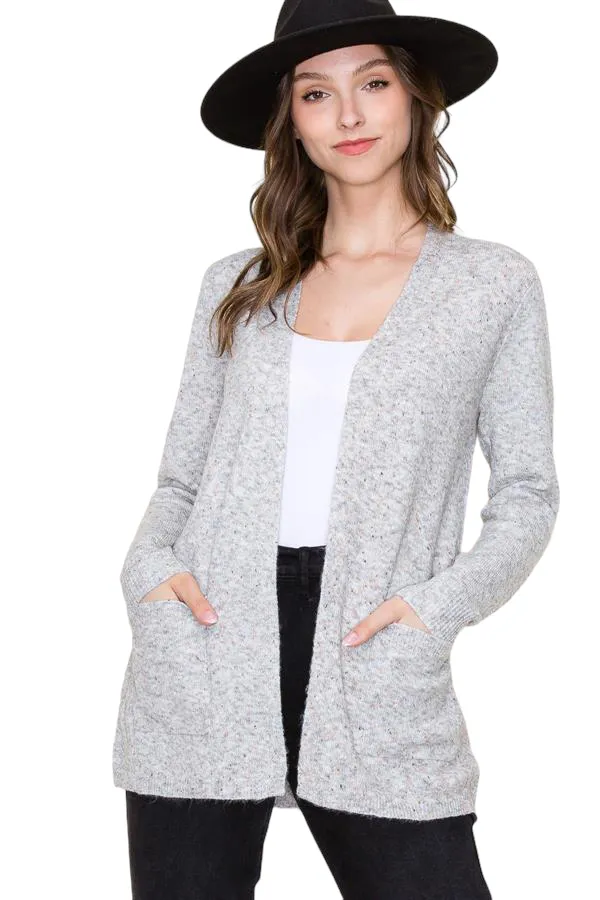 SPECKLED KNIT CARDIGAN SWEATER