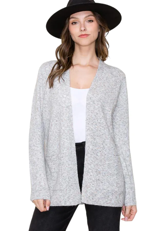 SPECKLED KNIT CARDIGAN SWEATER